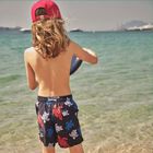 Boys Navy Blue Logo Swim Shorts, 1, hi-res
