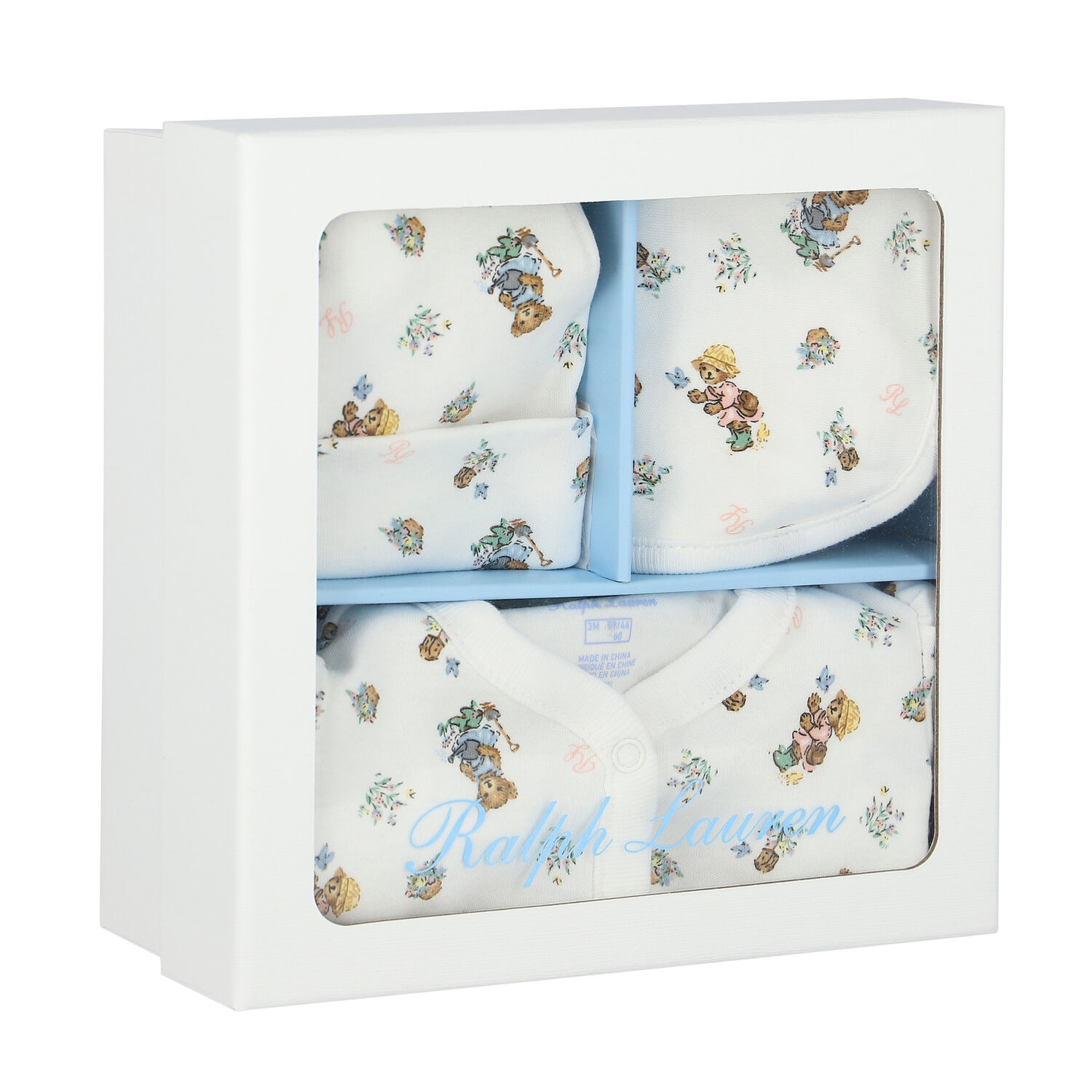 White Polo Bear Romper Gift Set, 1, hi-res