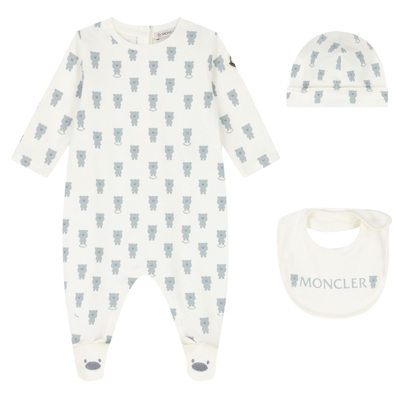 Ivory Teddy Bear Logo Babygrow Set, 2, hi-res