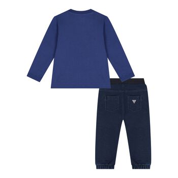 Baby Boys Blue Logo Teddy Bear Trousers Set