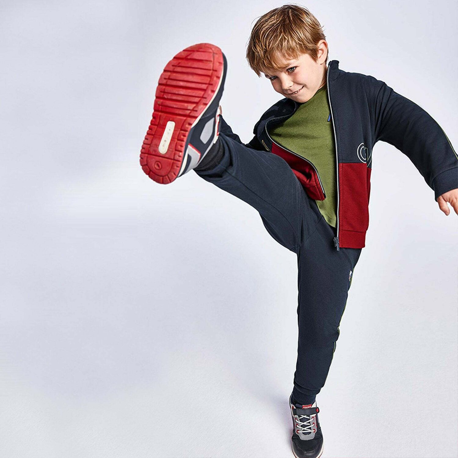 Boys Red & Navy 3 Piece Tracksuit, 1, hi-res