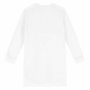 Girls White Logo Sweatshirt Dress