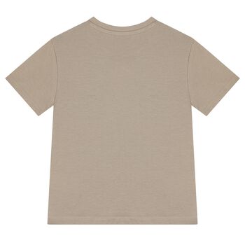 Boys Beige Lion Skater T-Shirt