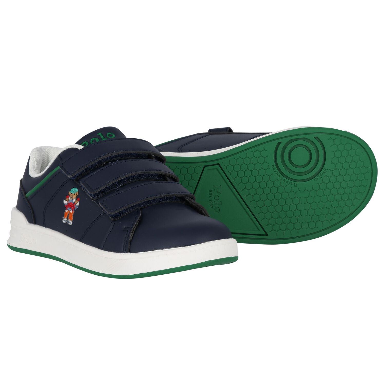 Boys Navy Blue Logo Trainers, 1, hi-res