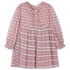 فستان بنات مزين بزهور باللون الوردى, 2, hi-res