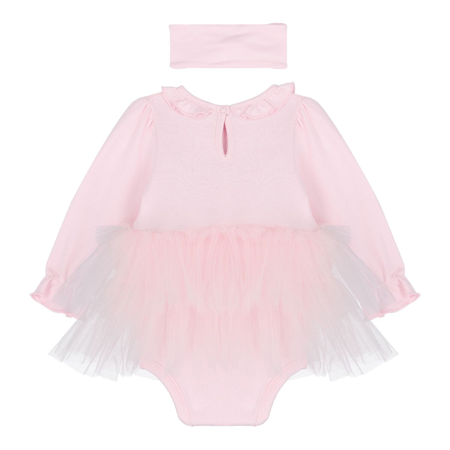 Baby Girls Pink Bow Tulle Dress Set , 2, hi-res