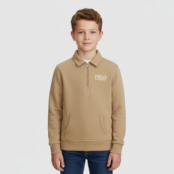 Boys Beige Logo Sweatshirt