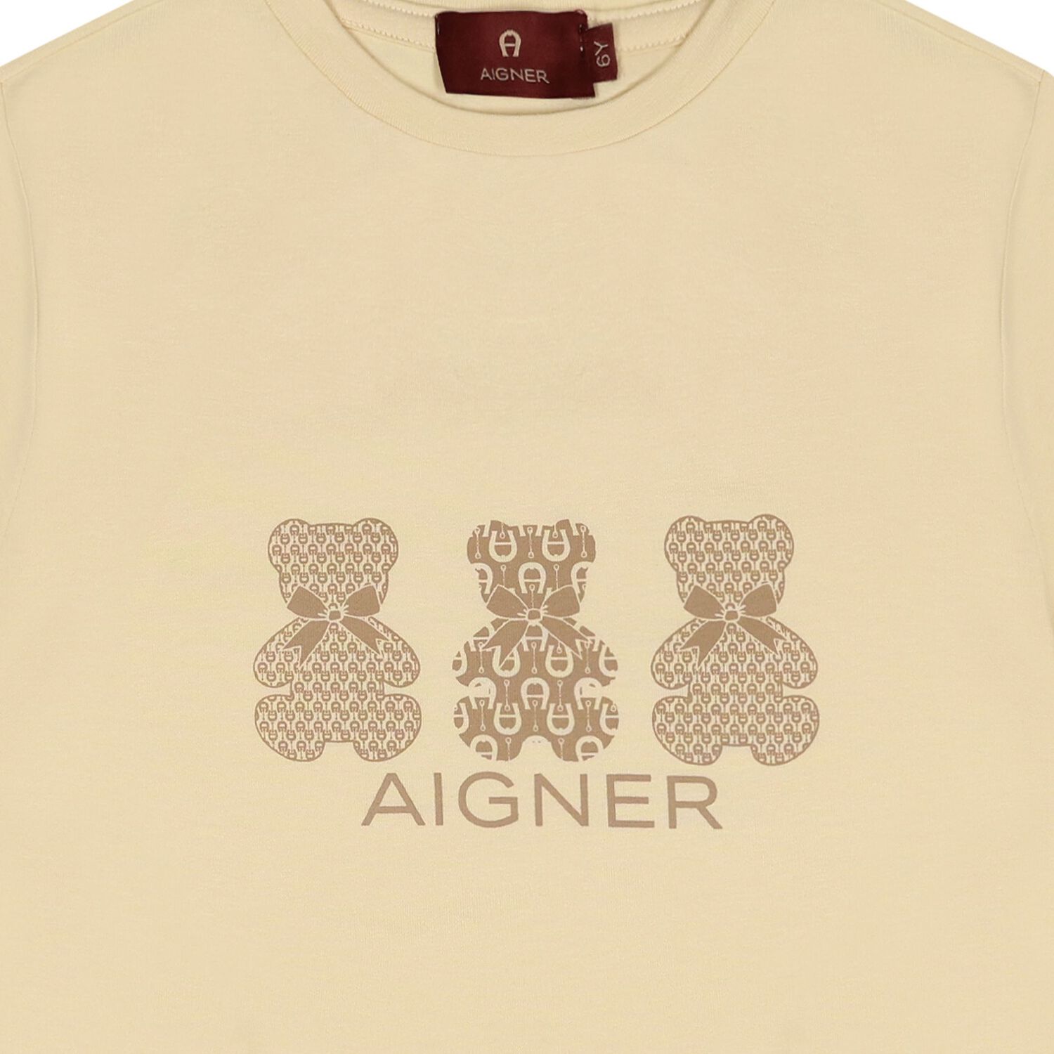Girls Beige Teddy Bear Logo T-Shirt, 2, hi-res