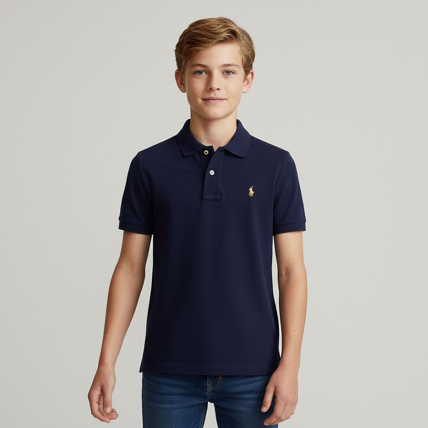 Boys Navy Logo Polo Shirt, 1, hi-res image number null