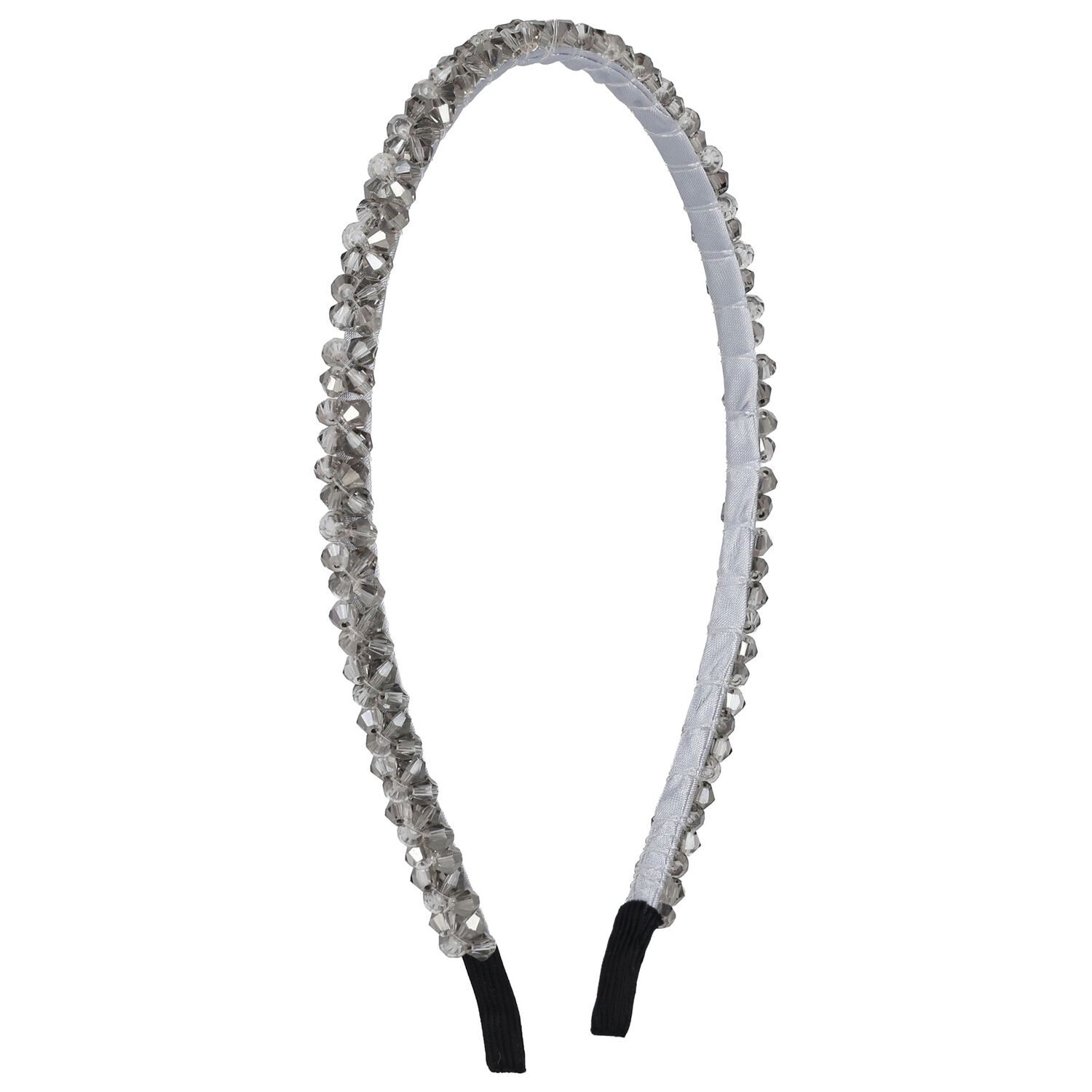 Girls Grey Diamante Headband, 1, hi-res