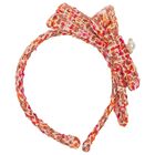 Girls Fuchsia Tweed Bow Headband, 2, hi-res