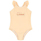 مايوه بالشعار باللون الوردي للبنات, 1, hi-res