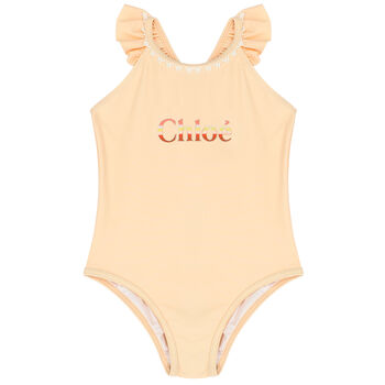 Younger Girls Pink Logo Swimsuit