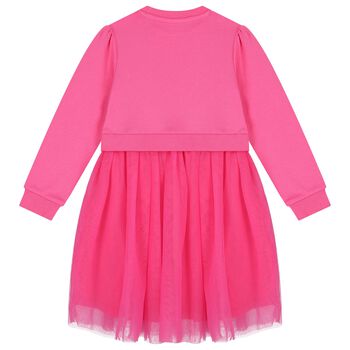 Girls Pink Logo Tulle Dress