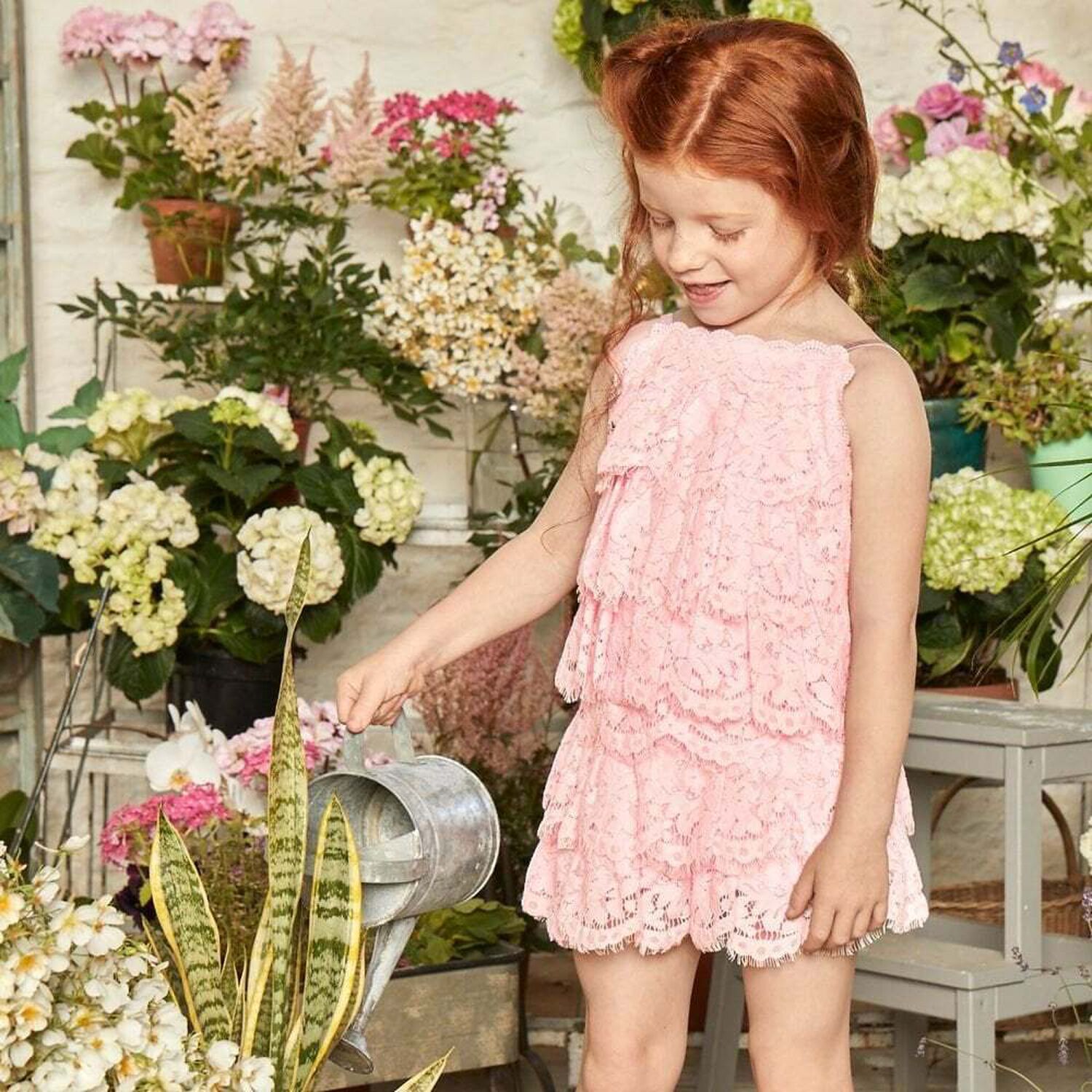 Girls Pink Lace Top, 1, hi-res