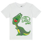 Boys White Dinosaur T-Shirt, 1, hi-res