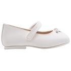 Younger Girls White Bow Ballerina Shoes, 1, hi-res