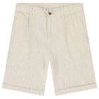 Boys White & Beige Shorts Set, 1, hi-res