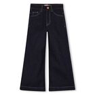 Girls Blue Denim Heart Wide Leg Jeans, 1, hi-res