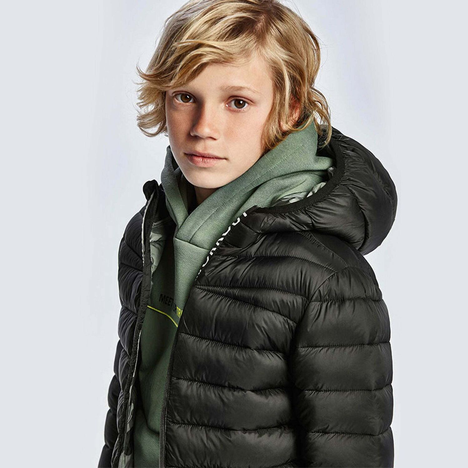 Boys Black Puffer Jacket, 1, hi-res