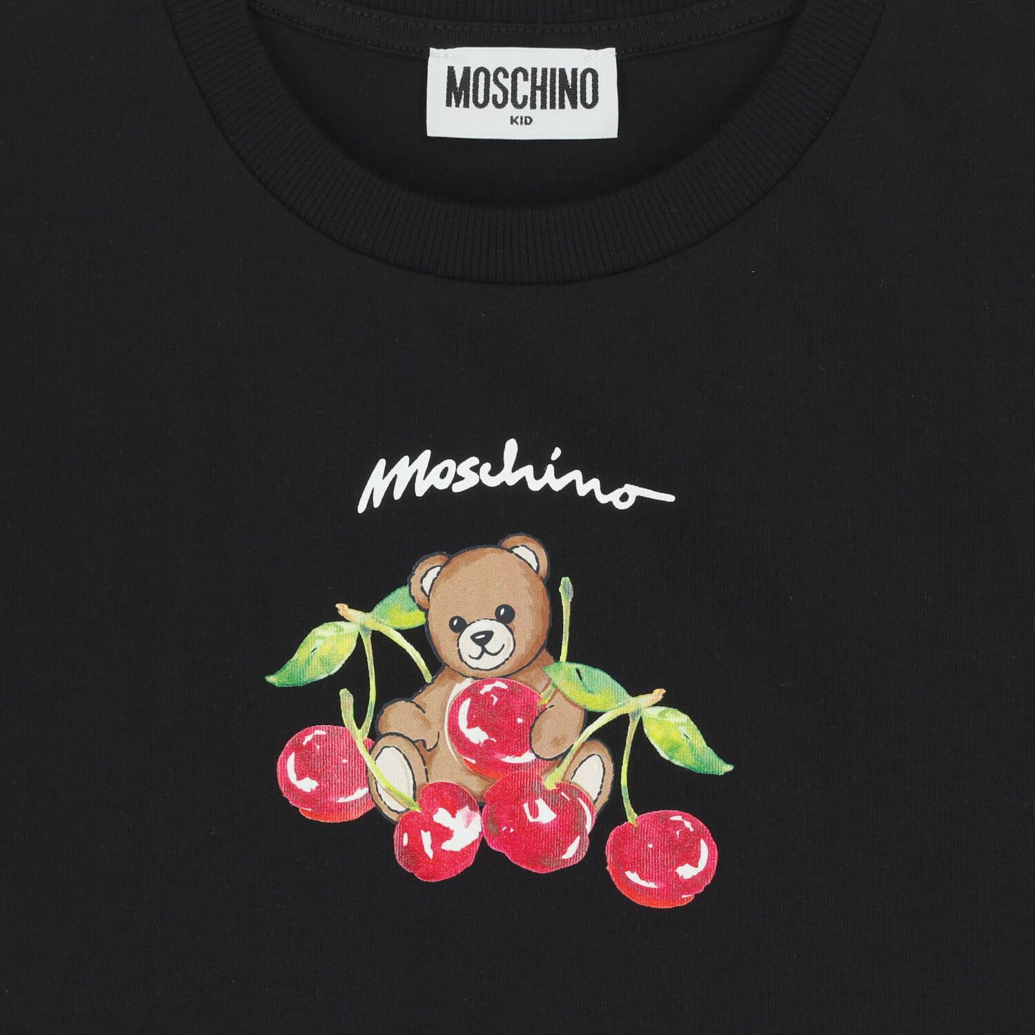 طقم شورت للبنات بالشعار بتصميم الدب تيدي باللون الاسود, 1, hi-res