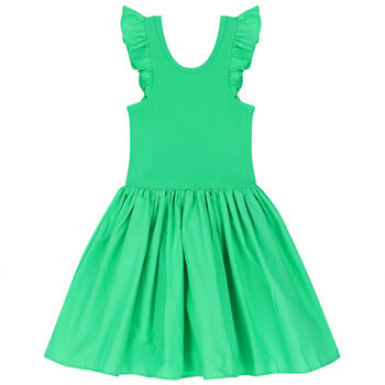 Girls Green Ruffle Dress