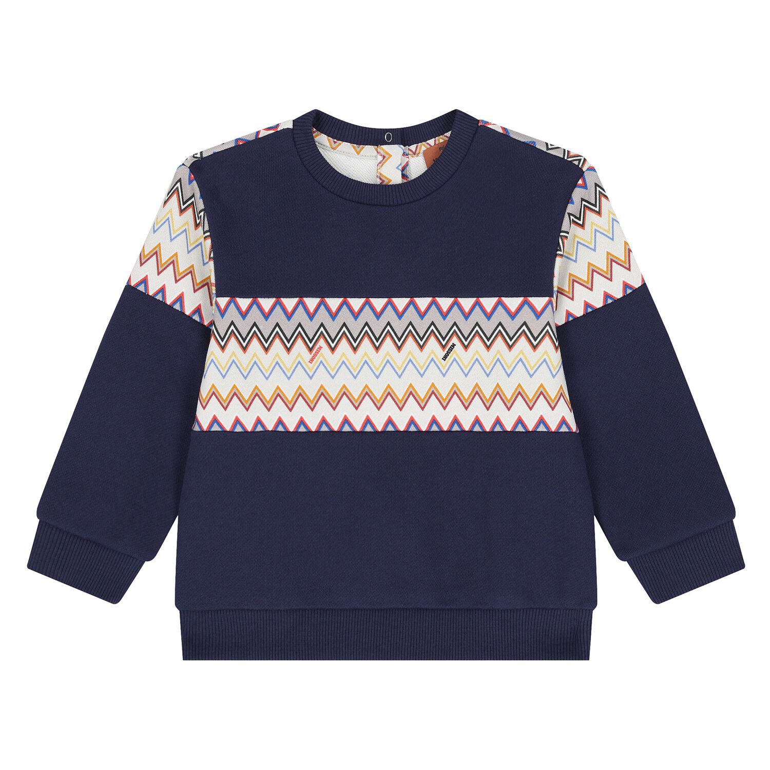Younger Boys Navy Blue Zigzag Sweatshirt, 1, hi-res