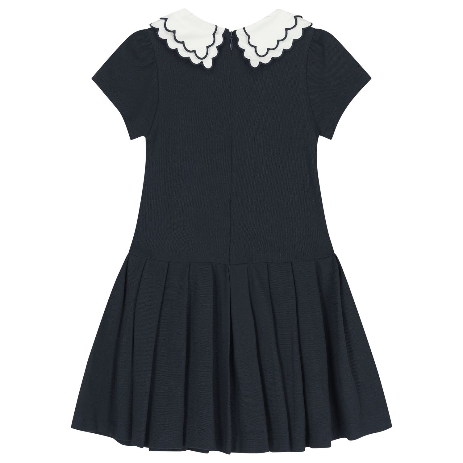 Girls Navy Blue Pleated Dress, 1, hi-res