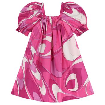 Girls Pink & Purple Ruffled Iride Dress 