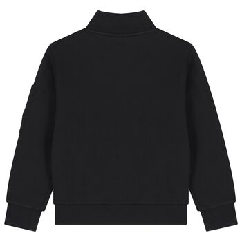 Boy Black Logo Zip Up Top