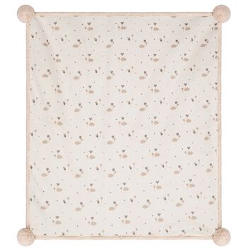 Beige & Ivory Pom Pom Baby Blanket