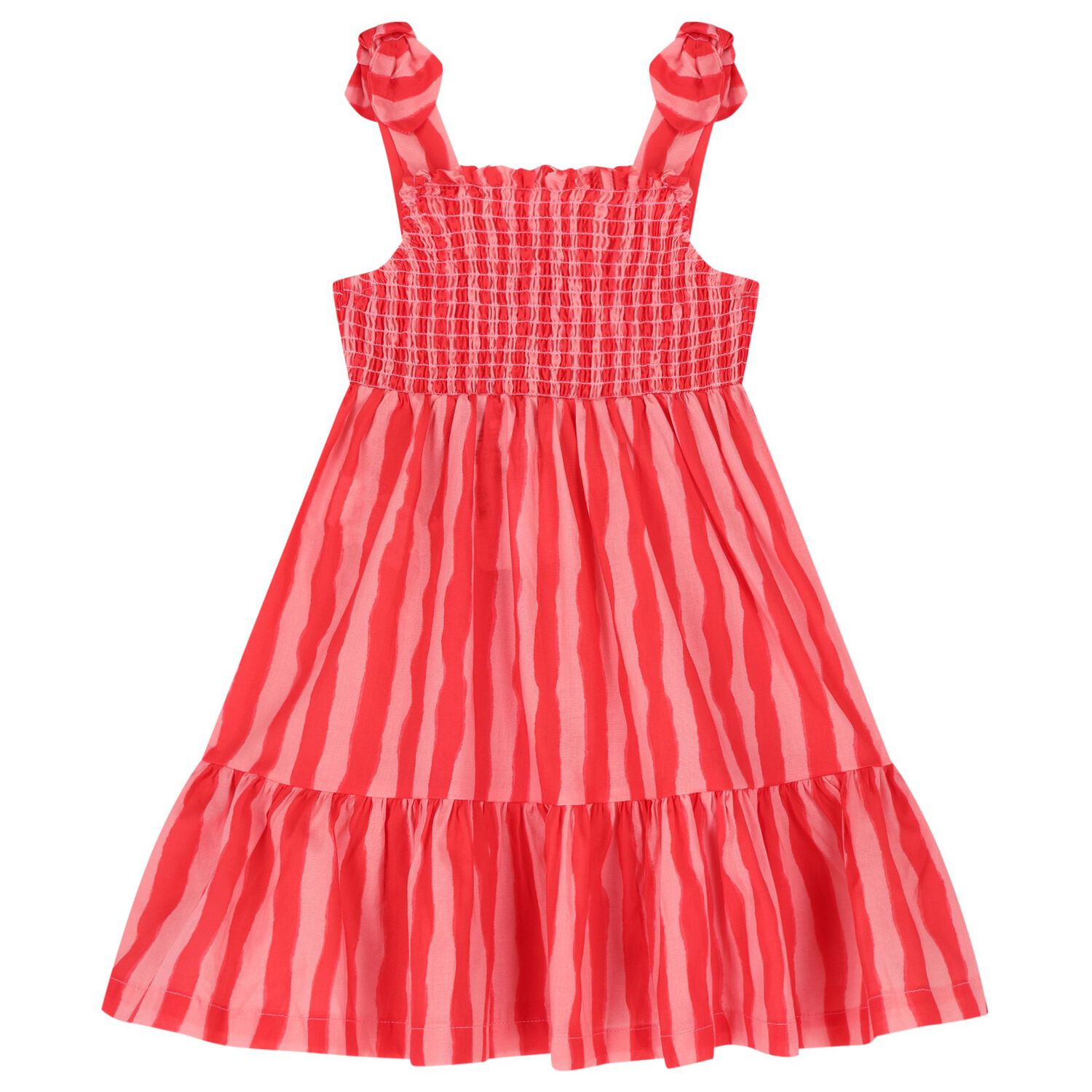 Girls Pink Striped Smocked Dress Set, 3, hi-res