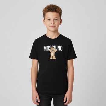 تي شيرت بشعار دب تيدي باللون أسود