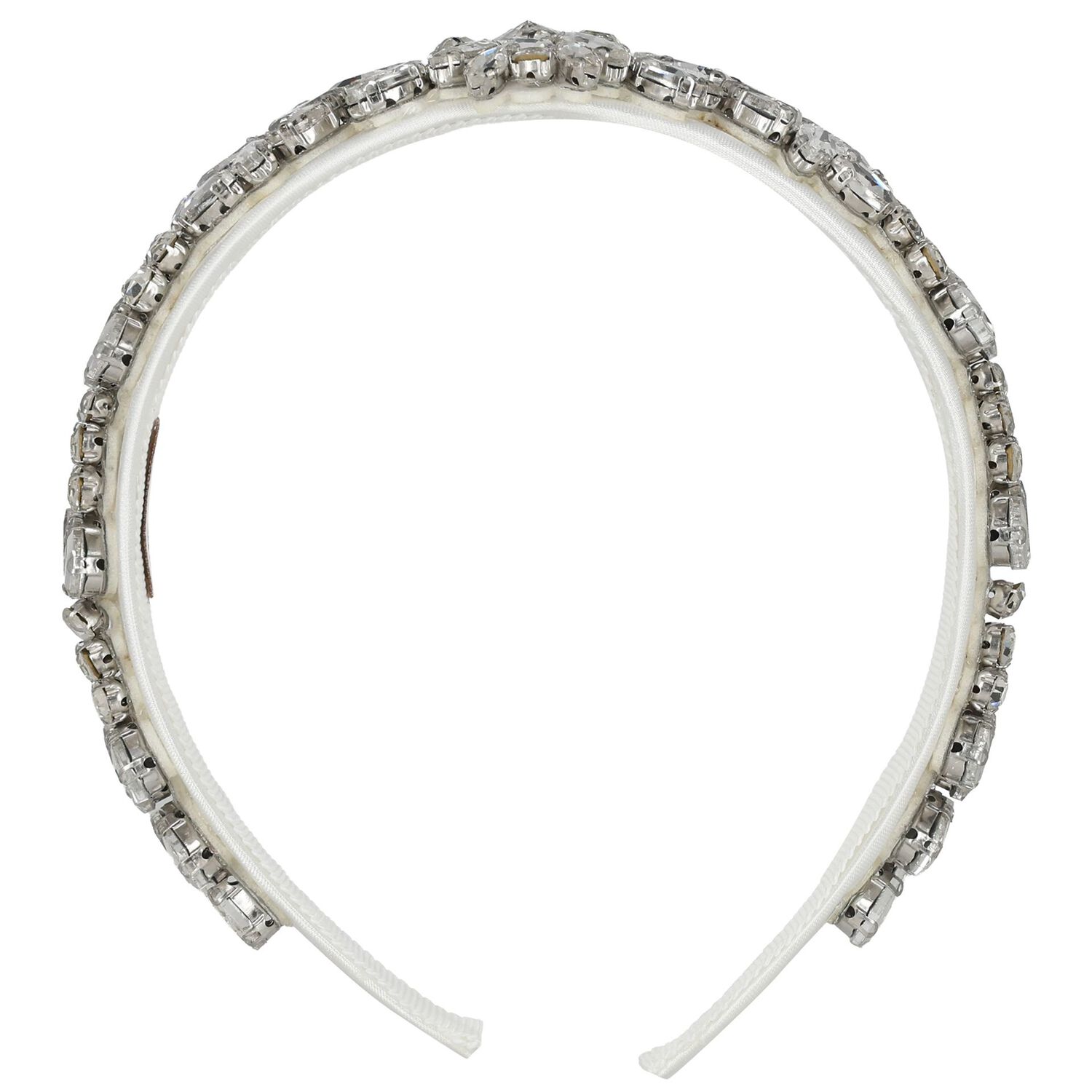 Girls White Crystal Embellished Headband, 1, hi-res