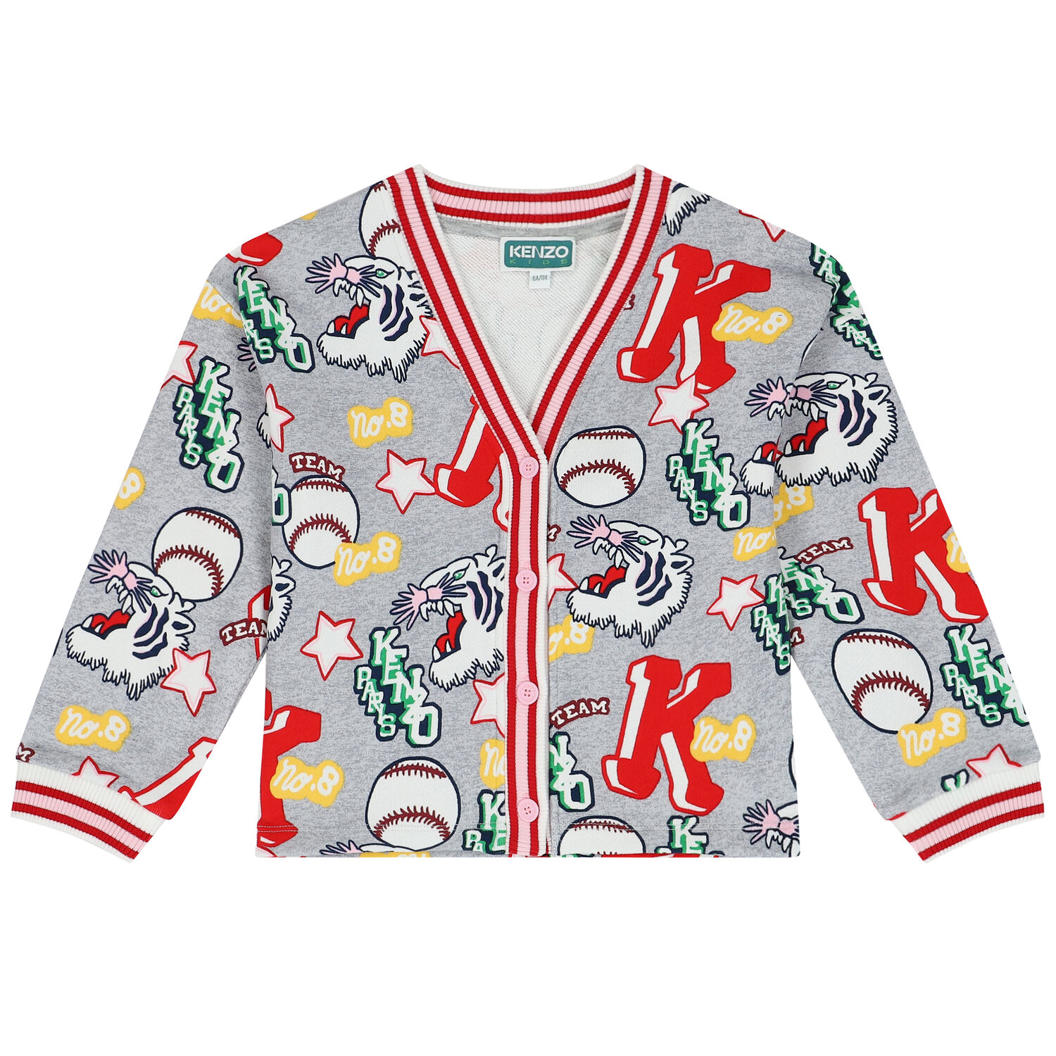 كارديجان بشعار النمر باللون الرمادي للبنات, 1, hi-res