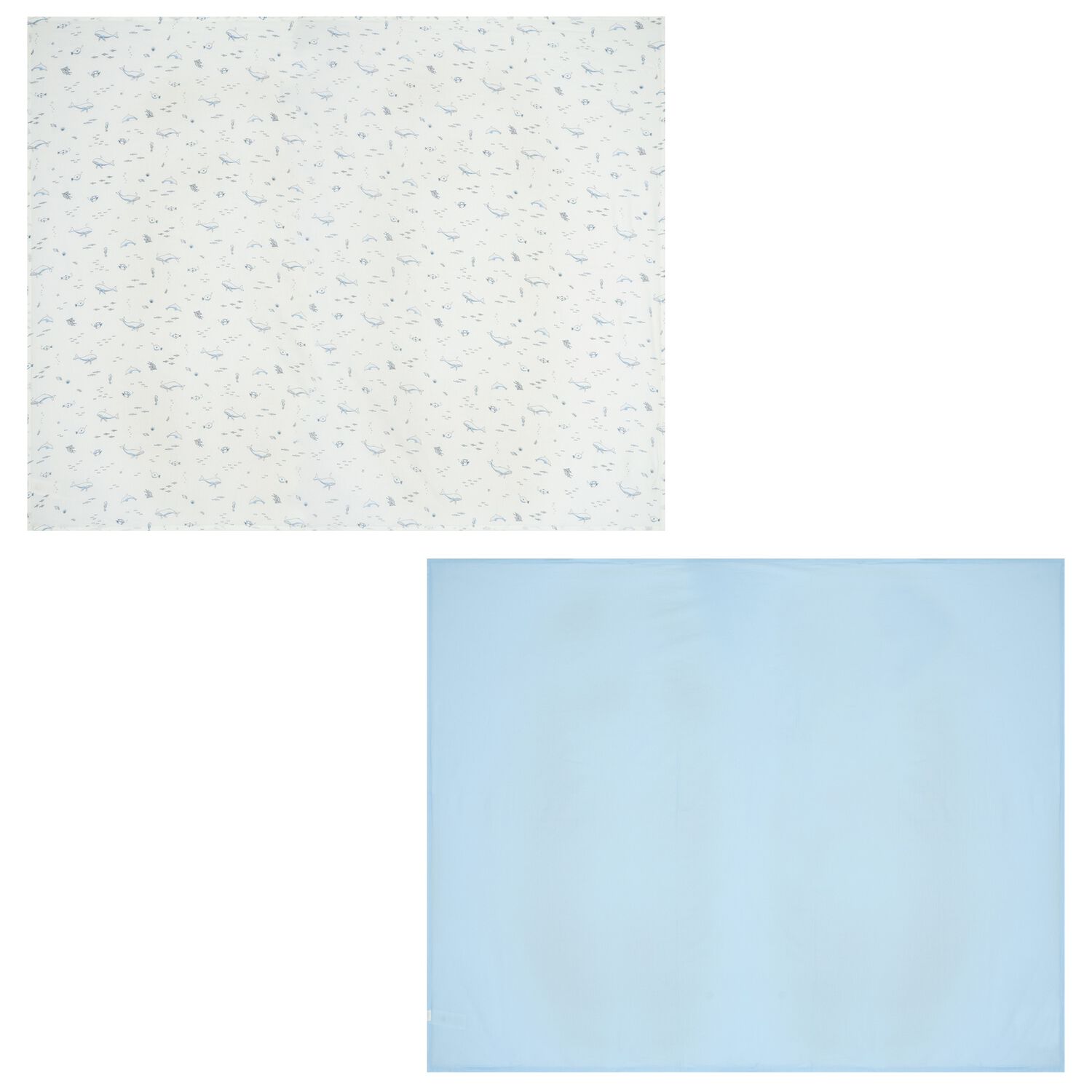 Baby Boys White & Blue Marine Animals Muslins ( 2-Pack ), 1, hi-res image number null