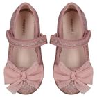 Younger Girls Rose Gold Bow Shoes, 1, hi-res