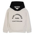 Boys Beige & Black Logo Hooded Top, 1, hi-res