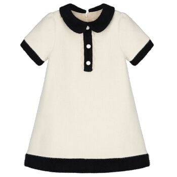 Girls Ivory & Black Weave Dress