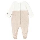 Baby Boys Ivory & Beige Polka Dot Babygrow, 1, hi-res