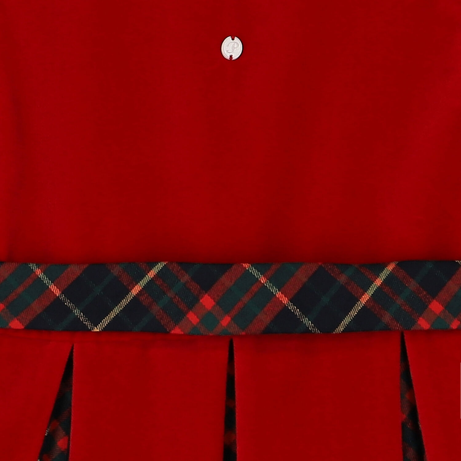 Girls Red Velvet Tartan Dress, 1, hi-res