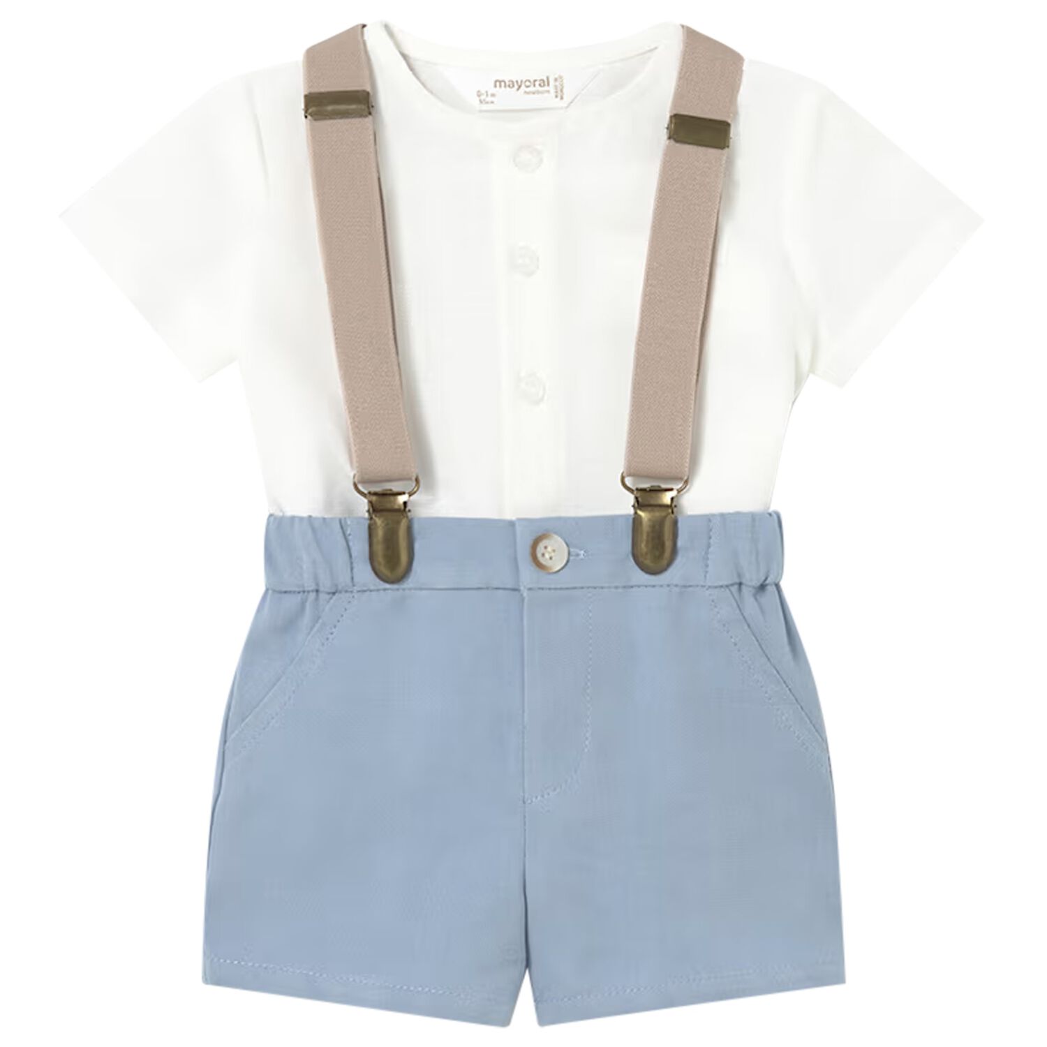 طقم شورت للأولاد الرضع باللون الابيض والازرق , 1, hi-res