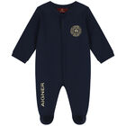 Navy Blue & Gold Logo Babygrow, 1, hi-res