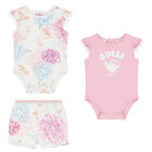 Baby Girls Pink & White Logo Bodysuit Set, 1, hi-res