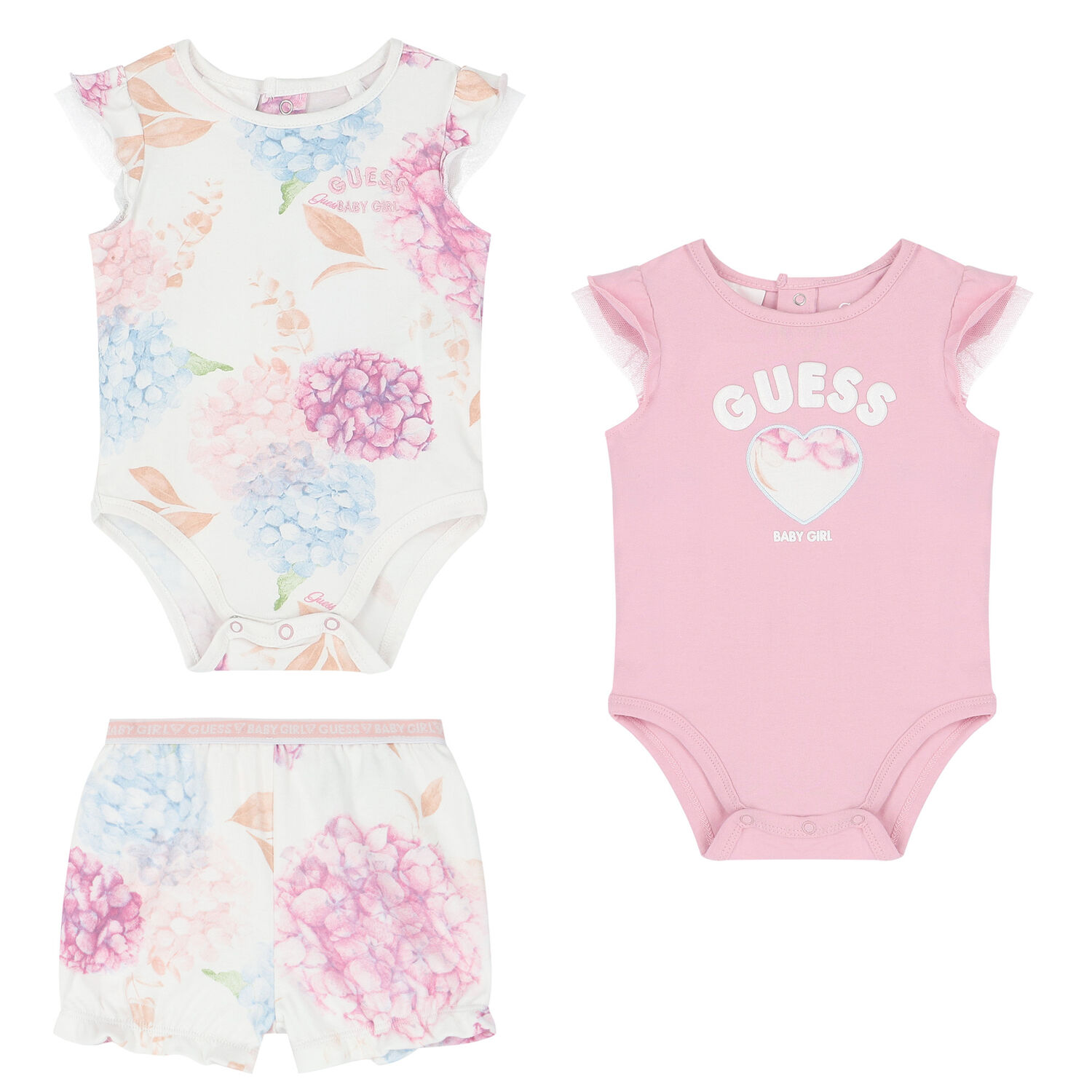 Baby Girls Pink & White Logo Bodysuit Set, 1, hi-res
