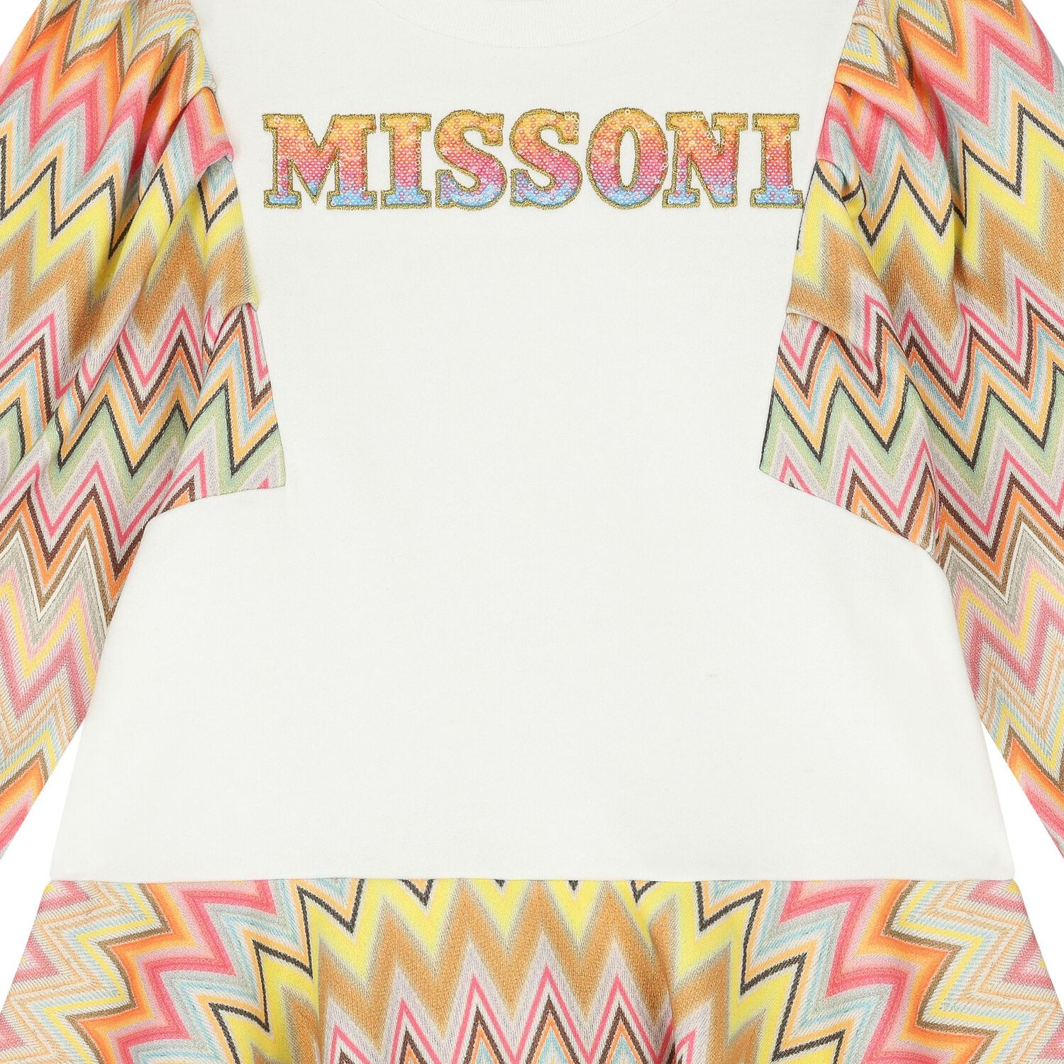 Girls Ivory, Pink & Yellow Logo Dress, 1, hi-res