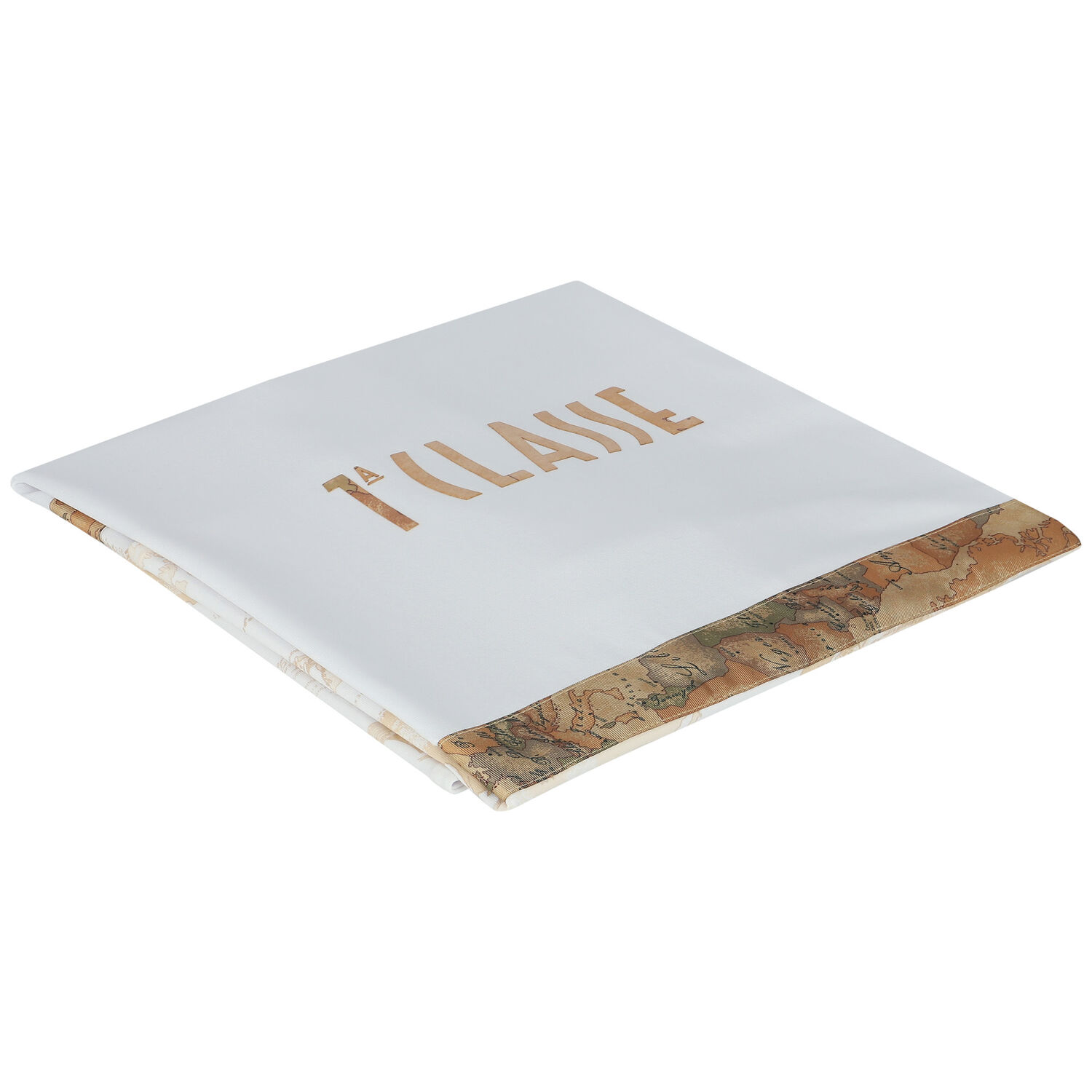 بطانية بالشعار بطبعة خريطة باللون الأبيض والبيج, 1, hi-res