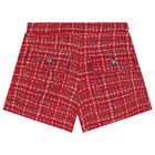 Girls Red Tweed Shorts, 1, hi-res