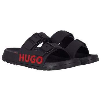 Boys Black Logo Sliders