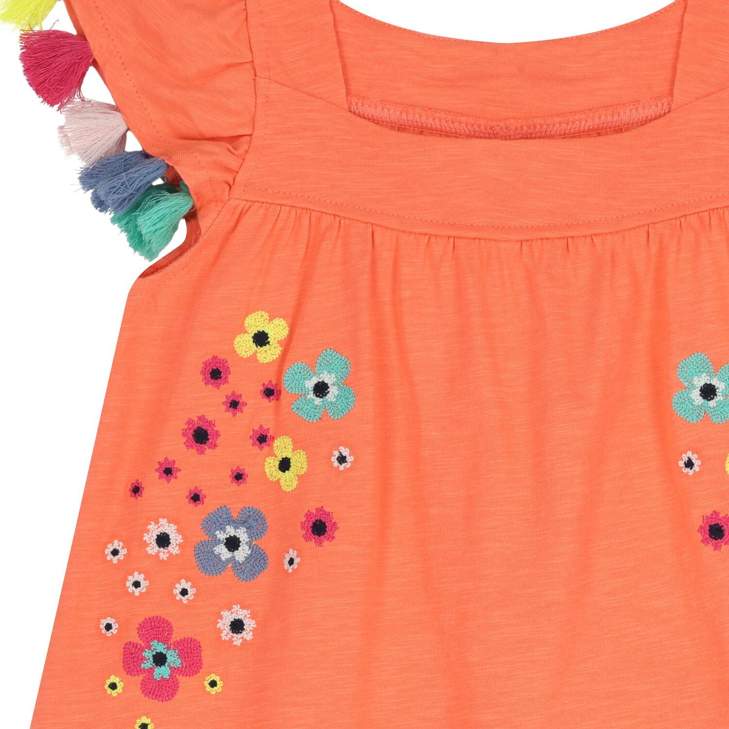 Girls Orange Floral Dress, 1, hi-res